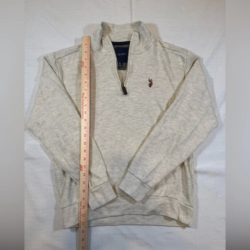 U.S. Polo Association Men's Cream Zip Up Sweater